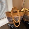 Large capacity woven bag women's new shoulder handbag commuter beach hand bucket bag