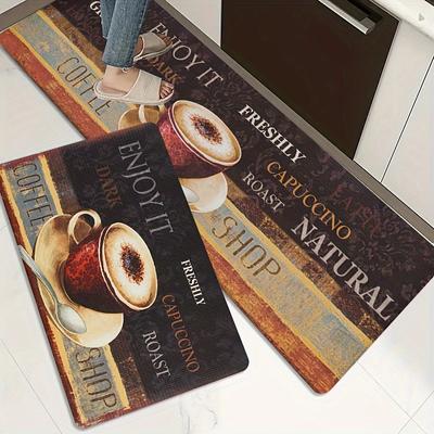 1 pz Tappetino da cucina con stampa di caffè di lusso Tappetino da cucina spesso e morbido Tappetino da cucina impermeabile antiscivolo Tappetino da cucina antiolio