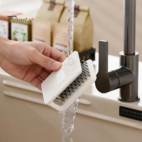 Kitchen Cutter Cleaner Double Sided Scrubber, Wall Mount with Adhesive Backing Design, Hands Cleaning Tool Free Tool, for Fruit Western-Style