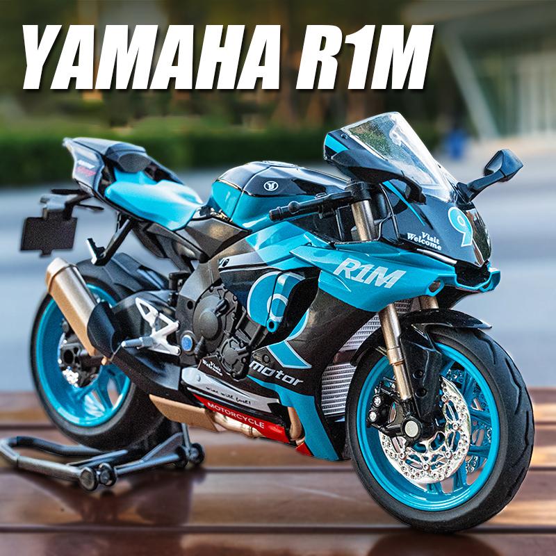 1/12 Scale Yamaha R1M Toy Motorcycle Model Alloy Diecast with Shock Absorption Simulation Scale Motorcycle Model Toys for Kids Gifts
