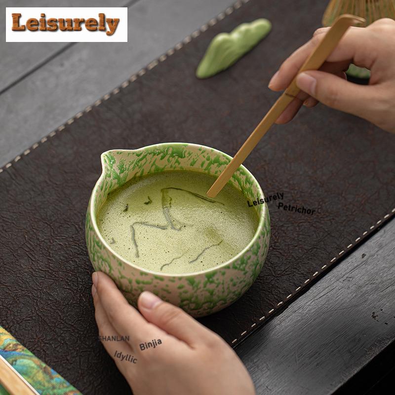 Kiln Fambe Wave Point Matcha Tool Set Eight-piece Ceramic Tea Bowl Cup Hundred Book Stand Whisk Making Craft Teaware Supplies