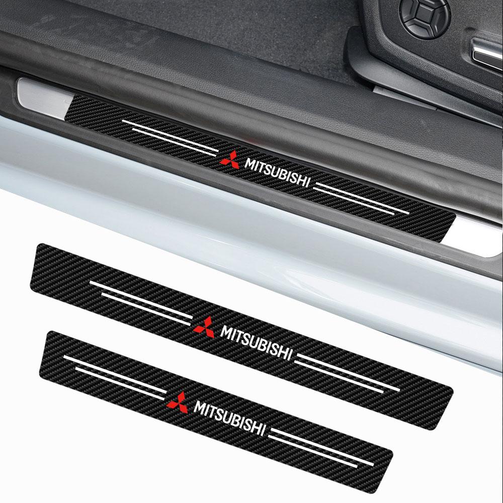 cyzghp1 4Pcs Carbon Fiber Car Door Sill Protector Threshold Sticker Accessories For Mitsubishi Colt L200 Asx Pajero Lancer Outlander