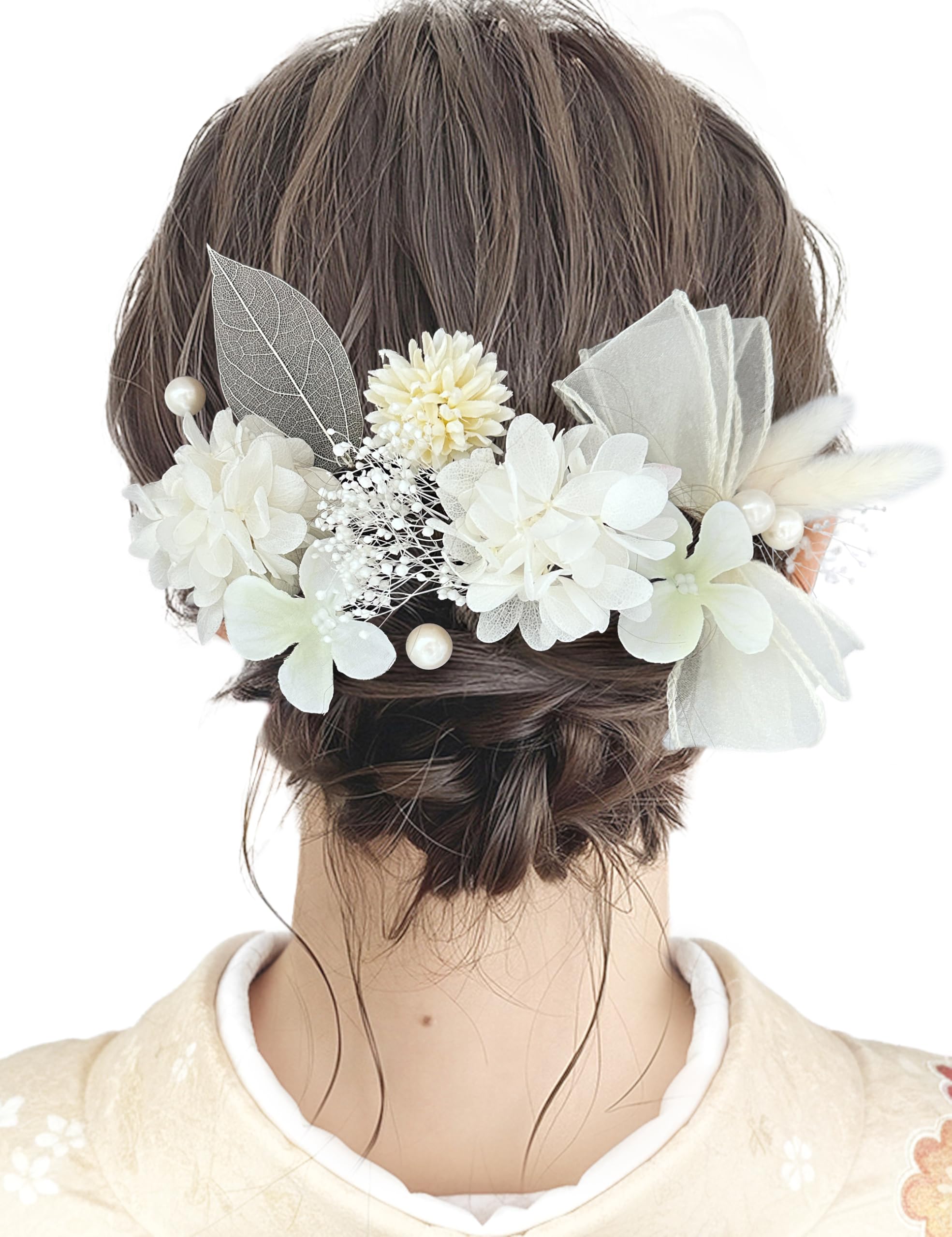 

Baramoly Hair for and Features and Leaf Includes a YSS05 Ornament, Ribbon, Coming-of-Age Ceremonies, Graduations, Kimono, Hakama, Yukata, Weddings. білий