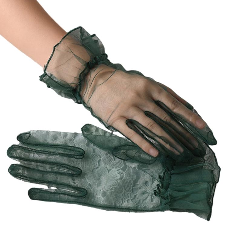 Wedding Gloves Proms Gloves Tulle Short Thin Gloves for Operas Women Lady Theme Proms Costume Accessories