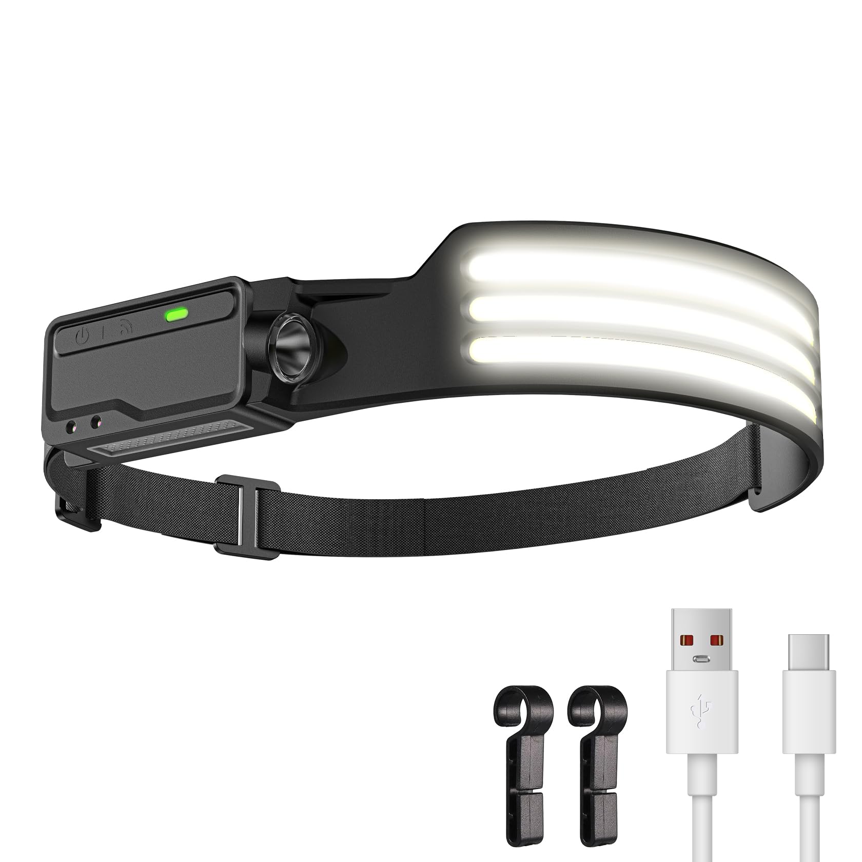 

LUTW Перезаряжаемый светодиодный налобный фонарь с COB P8 светом Широкий угол 4 режима освещения 550 лм Высокий 8 часов непрерывного света Водонепроницаемый и идеально подходит для питания и