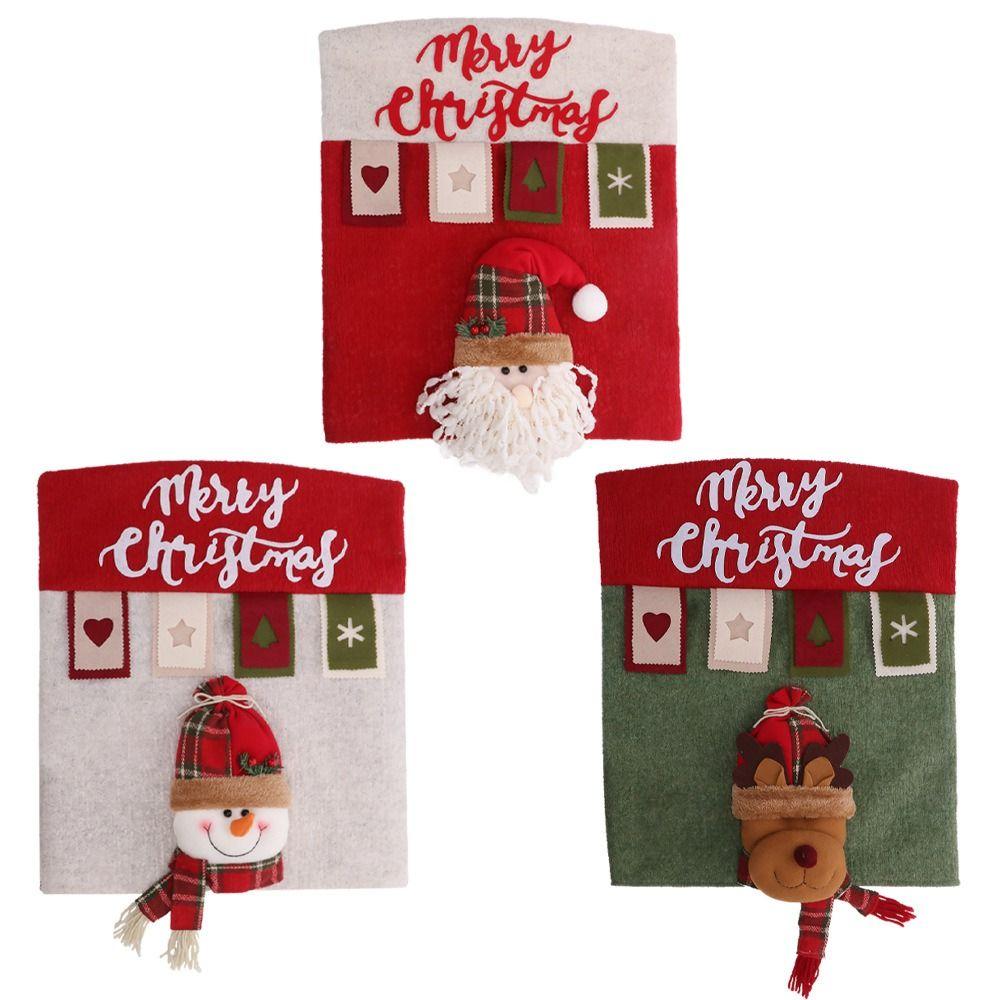 Santa Claus Snowman Chair Back Covers Reusable Chair Protector Christmas Seat Cover  Home