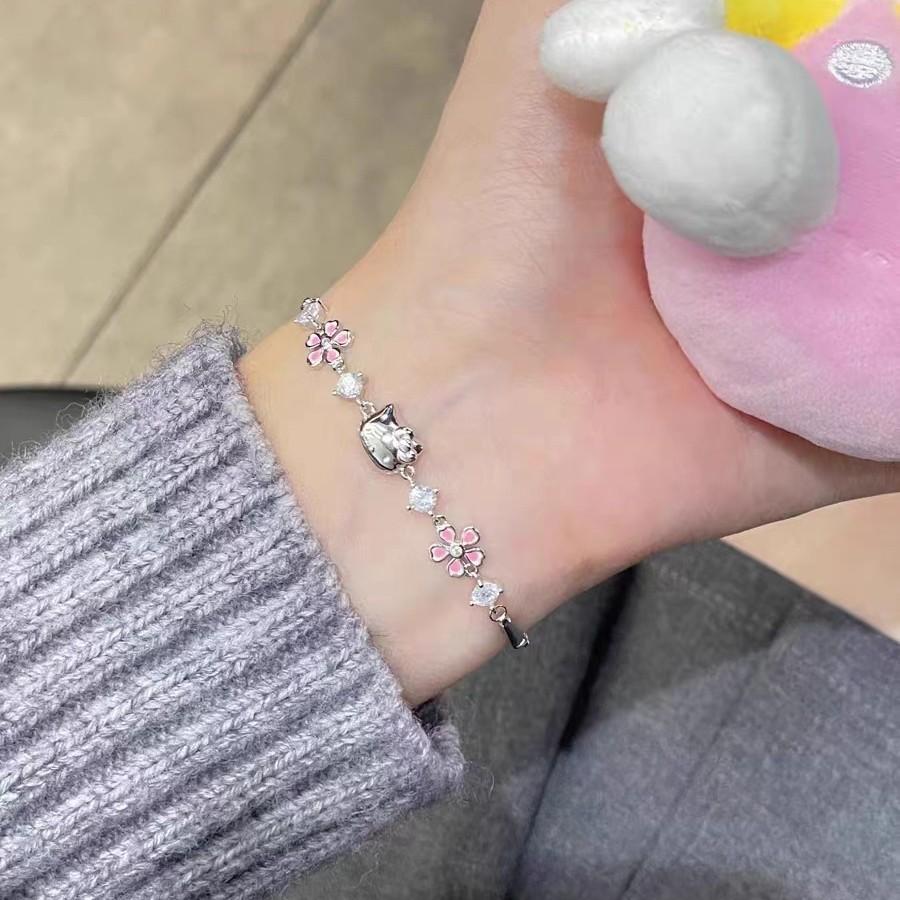 Korean version of cherry blossom kt cat bracelet bracelet simple versatile flower bracelet