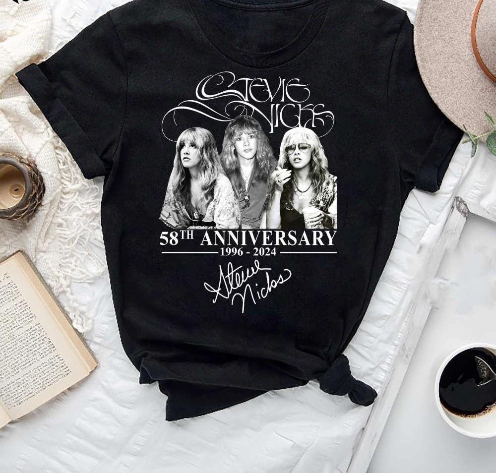 Stevie Nicks 58th Anniversary Signature T-Shirt Fan Gift Vintage Unisex T-Shirt XXXXL