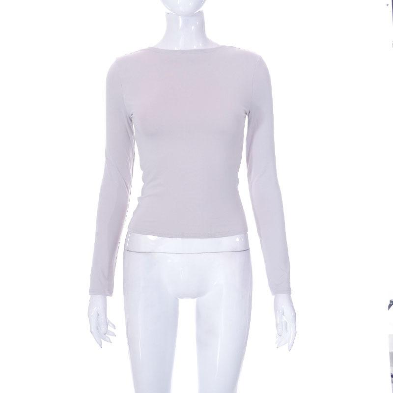 GMXIA Women's Autumn Solid Color Reversible Two-wear Small Top Woman