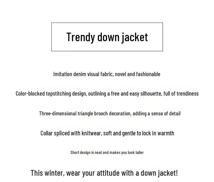 Betu Women's 2025 Winter Korean Casual Color-block Down Jacket