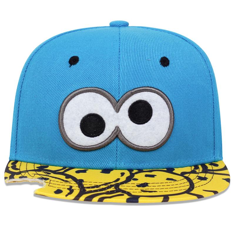 Baseball Cap Cartoon Big Eyes Cookie Bite Blue Snapback Hat Adults Outdoor Travel Adjustable Sun Hats Sports Trucker Cap