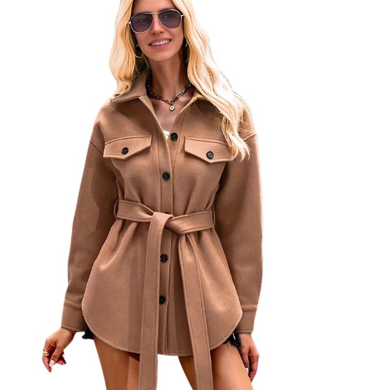 Женский элегантный однотонный модный карманный галстук с лацканами, короткий пиджак, тренчкот S