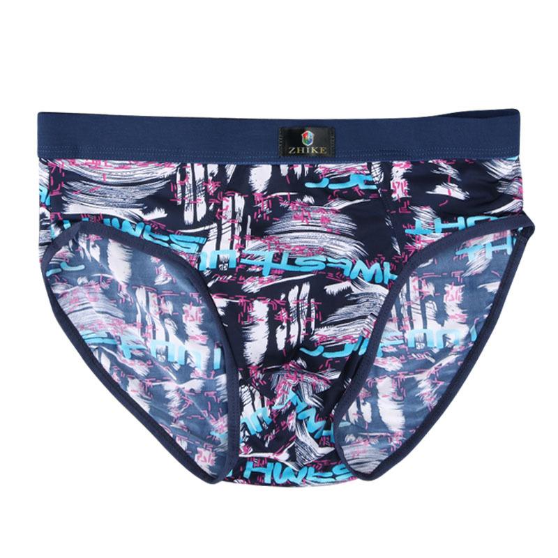 Ice Silk Men's Triangle Underwear Summer Breathable Summer Sexy Mid Waist Print Underwear