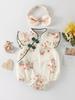 Baby Girls' Chinese Style Romper: 100 Days Birthday Princess Outfit with Snap Crotch