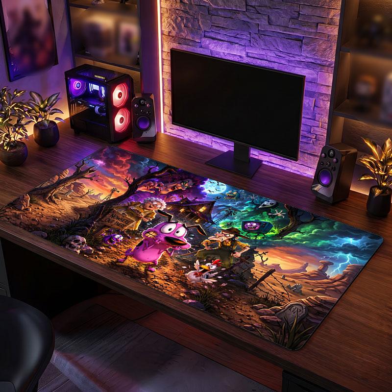 Big Mouse PadCourage the Cowardly Dog Extended Soft Desk Mat Gaming Office Computer Table Decor Mat