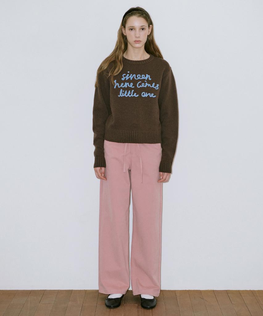 SINOON Lettering Pullover Knit (Deep Brown)