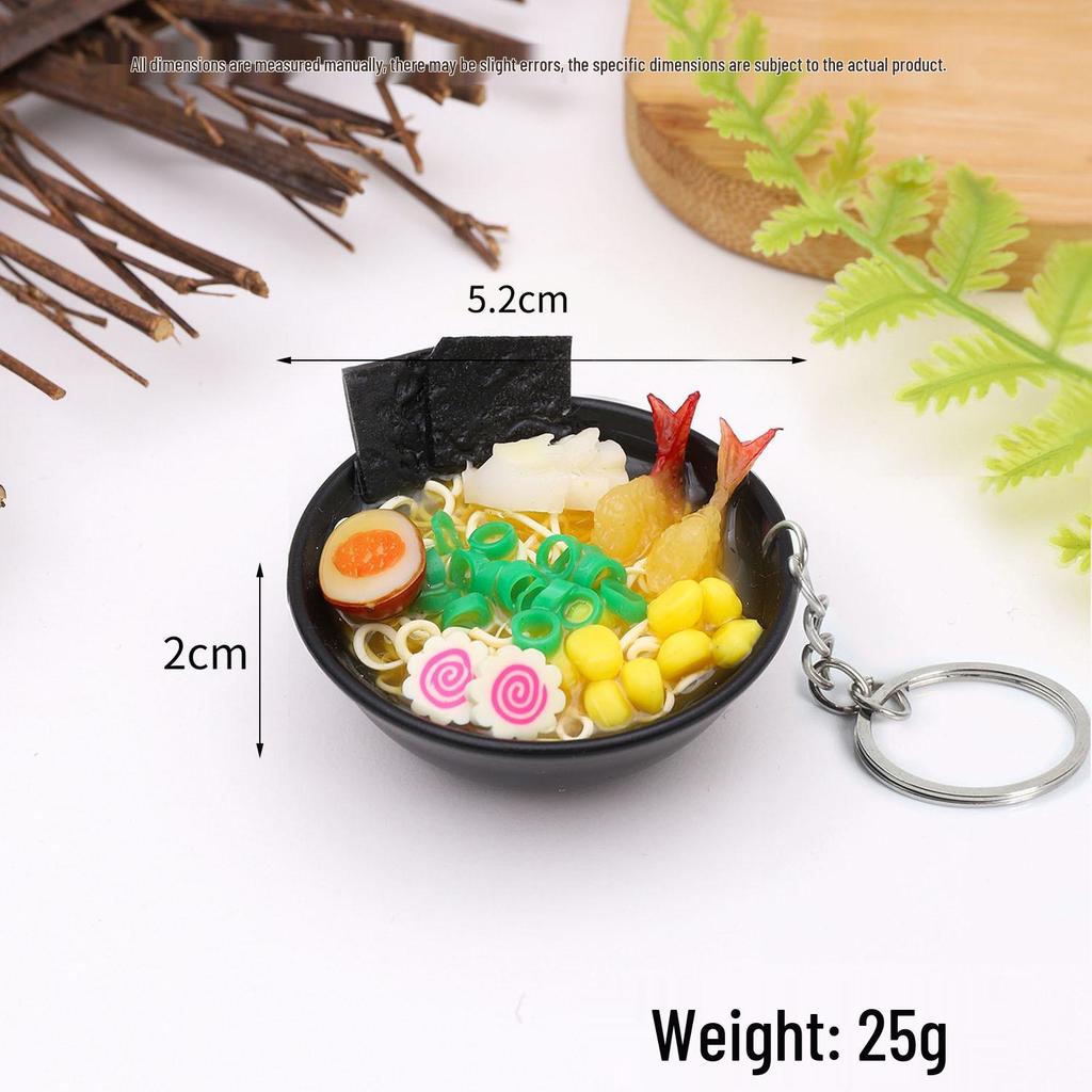 Mini Japanese Ramen Bowl Pendant - Creative Food Model Toy with Seafood Noodles