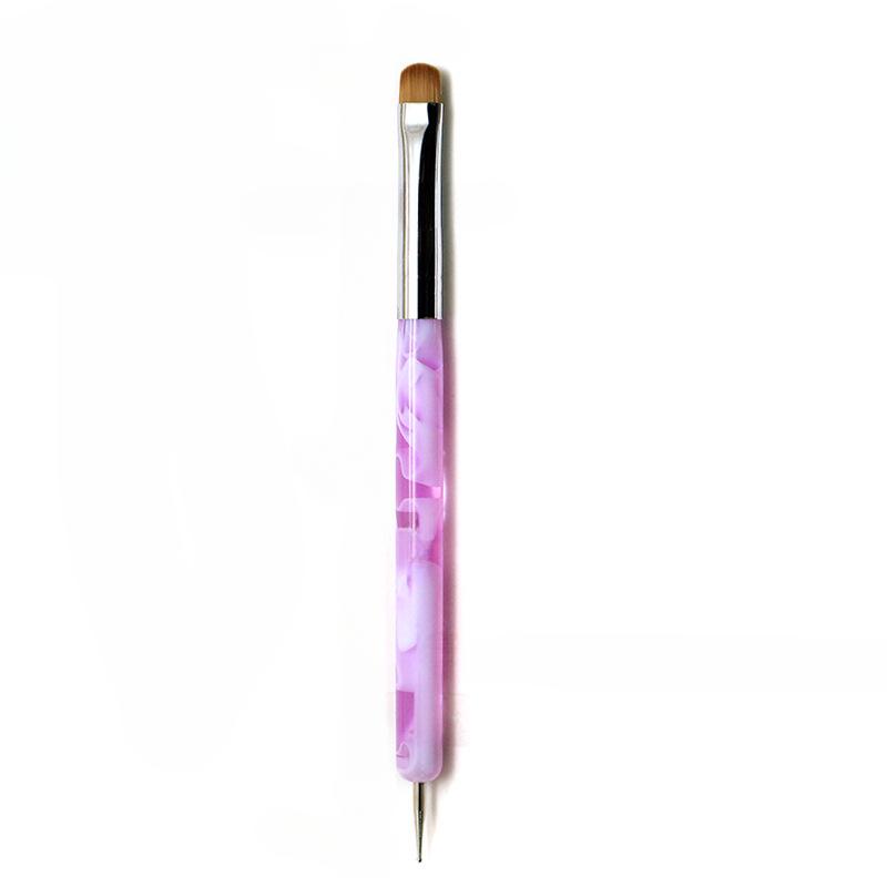 New French Nail Art Brush Tool for Beginner Dual End Nail Art Dotting Pen Acrylic Drawing Rhinestone Gel Painting Manicure розовый