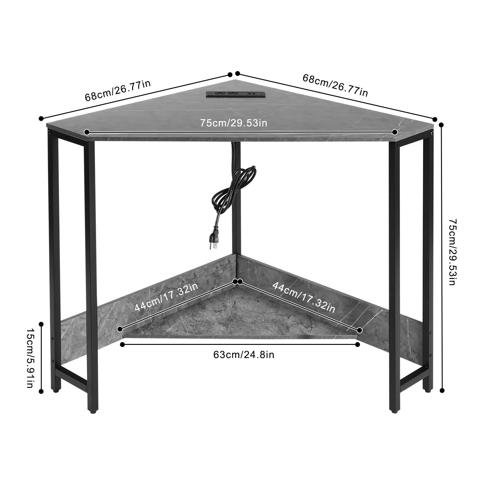 

Трикутний сірий кутовий стіл, маленький стіл з розетками, стіл для невеликого простору, ДСП для домашнього офісу, студентських гуртожитків світло-сірий колір