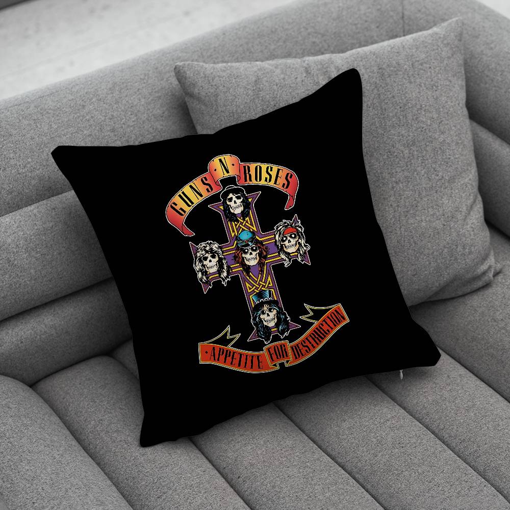Band GGuns N Roses Print Pattern Sofa Cushion Cover Pillowcase Home Party Car Bedding