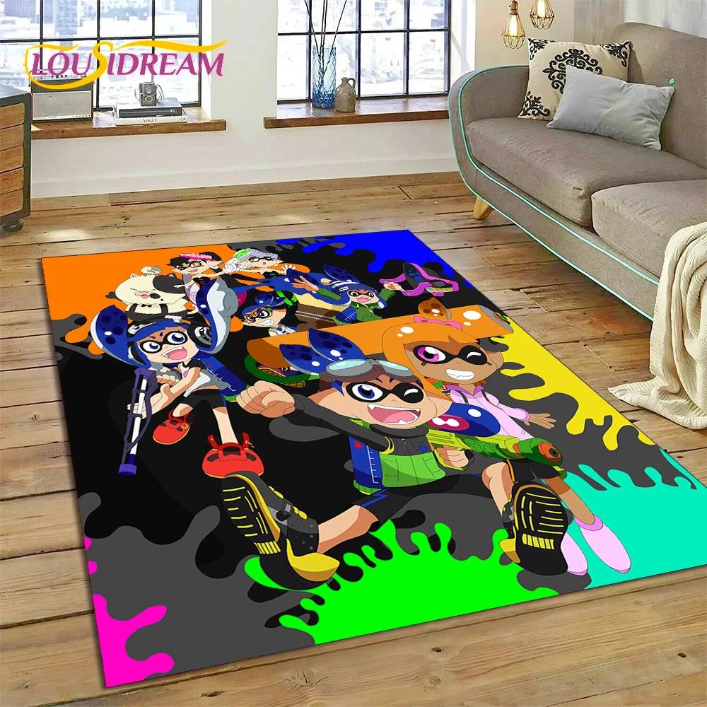 Splatoon3 PC hráč Kreslená hra Koberec do ložnice Obývací pokoj Dekorace domácí pohovky,Hra pro děti Velká dekorační rohož na podlahu Dárek