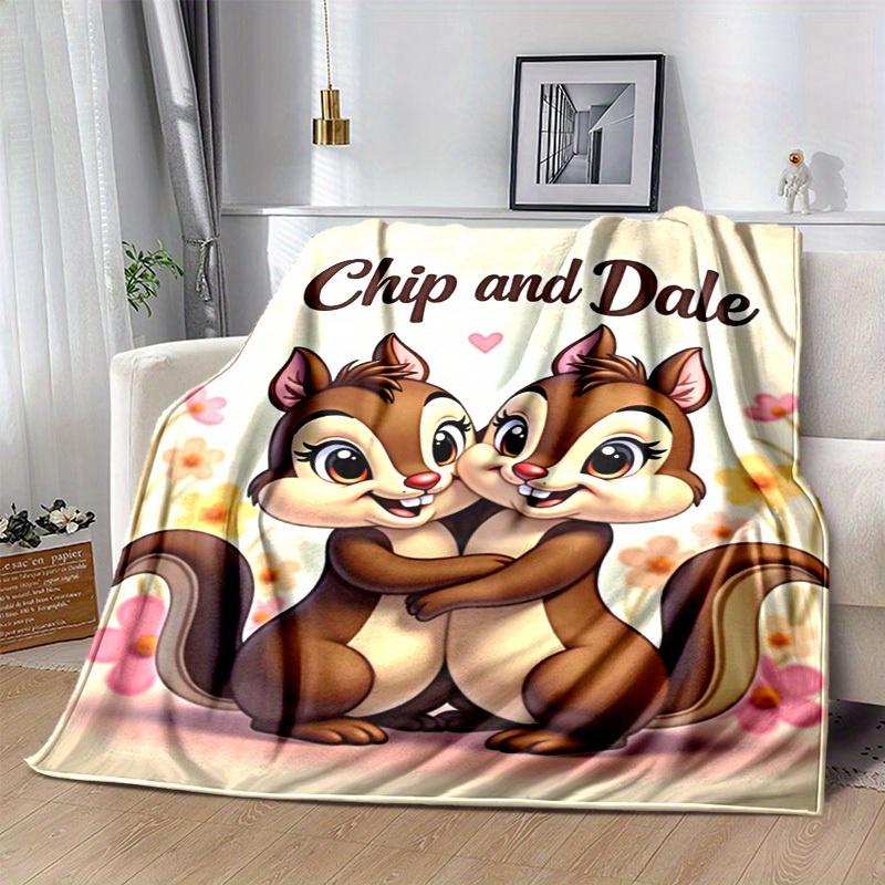 1pc, Chip and Dale Cartoon Blanket, Seasonal Universal Home Decoration Blanket, Throw, for Decorating Your Own Sofa and Living Room, Super S