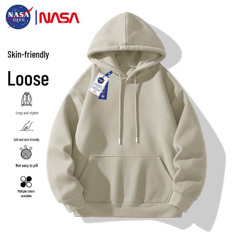 NASA GISS Men's Solid Loose-Fit Hooded Sweatshirt
