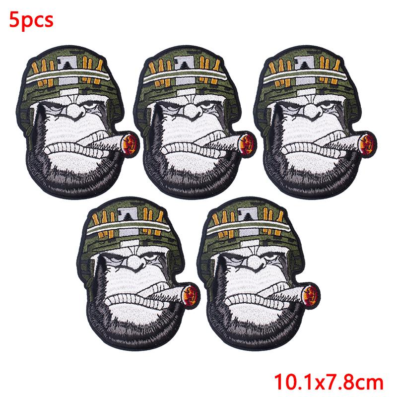 5Pcs/Lot Punk Animal Patch Iron On Embroidery Patches For Clothing Thermoadhesive Patches On Clothes Hip Hop Patch For Clothes