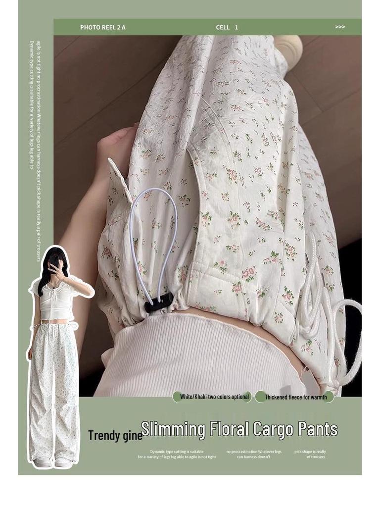 Damen High-Waist Hosen mit Blumenmuster und weitem Bein - Figurschmeichelndes Straight-Leg-Design für Frühling und Herbst