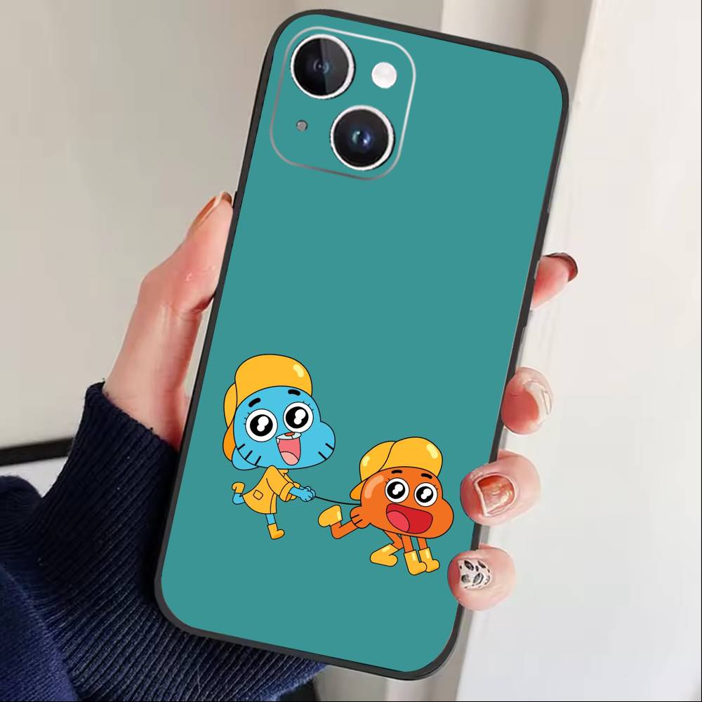 S-Gumball and Darwin Phone Case For iPhone17,16,15,14,13,12 Plus,Max Soft Silicone Black Cover