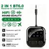 3.5мм AUX LCD Автомобільний Bluetooth 6.0 Аудіо Приймач та Передавач Адаптер 2 в 1, aptX-Adaptive/HD/LL AAC Низька Затримка HIFI Бездротовий Аудіо Адаптер для ПК ТВ