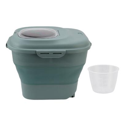 Rice Food Storage Container Large Collapsible Food Storage Container with Measuring Cup Rolling