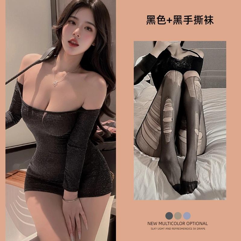New sexy underwear women's naked shoulders sexy stepmother skirt bright silk slim one-piece temptation tight hip wrap suit