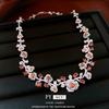 Retro Style Zircon Rose Earrings Necklace Court Style Exquisite Collarbone Chain Light Luxury Niche Jewelry Set