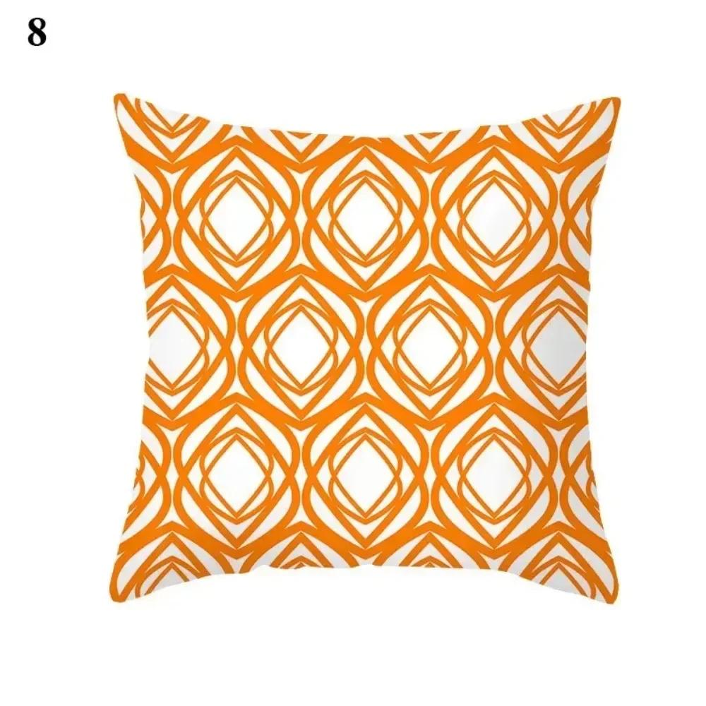 Retro Orange Color Geometric Throw Pillow Cover With Short Plush Print Living Room Sofa Decoration Cushion Cover Pillow Covers