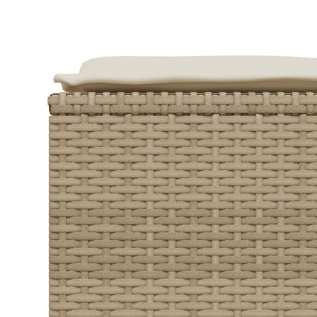5 Piece Garden Sofa Set with Cushions Beige Poly Rattan