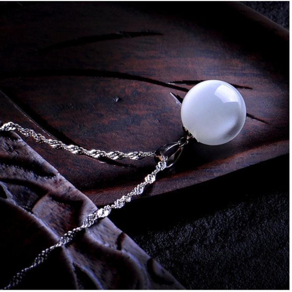 925 Sterling Silver Temperament Fashion Moonstone Water Drop White Opal Pendant Necklace Birthday Party Anniversary Gift