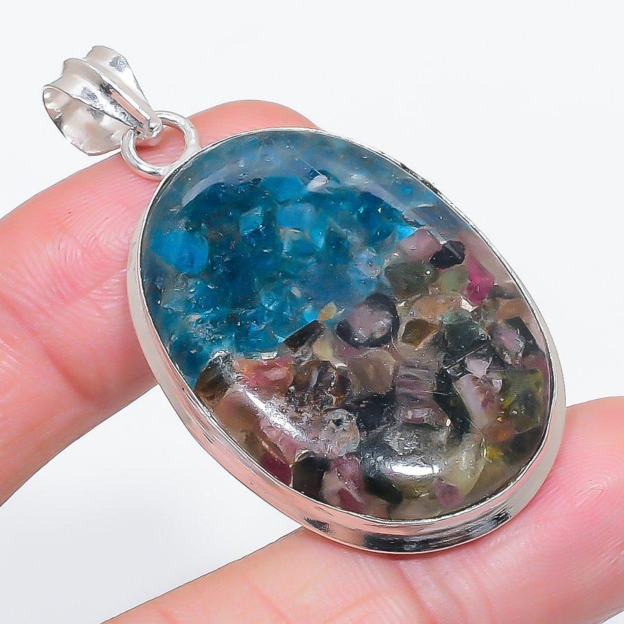 

Natural Watermelon Tourmaline 925 Sterling Silver Jewelry Pendant 2.13 O1k21
