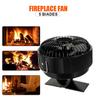 5 Blades Stove Fan Heat Powered Round Log Wood Fireplace Fan Burner Quiet Free-standing Home Warmer Efficient Heat Distribution