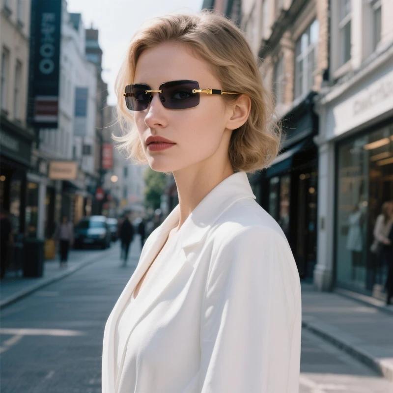 Fashionable Rimless Sunglasses Woman Luxury  Optional Lenses Outdoor Sports UV Protection Sun Shades Men Sunglasses