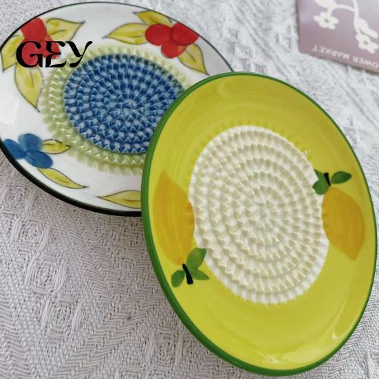Ceramic Grater for Garlic Bowl, Multifunctional Ginger Mincer Plate Food, Spanish Tomato Roaster Dish, Kitchen Tool Paste Grinder