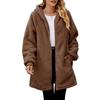 Winter New Loose Fuzzy Plush Women's Long Sleeve Hooded Zip Up Cardigan Coat for Europe America