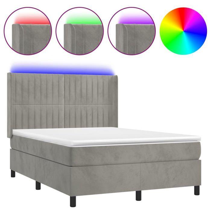 VidaXL Slatted Bed Base with Mattress and LEDs, Upholstered Bed, Double Bed, Adult Bedroom Interior Bed, 3139679
