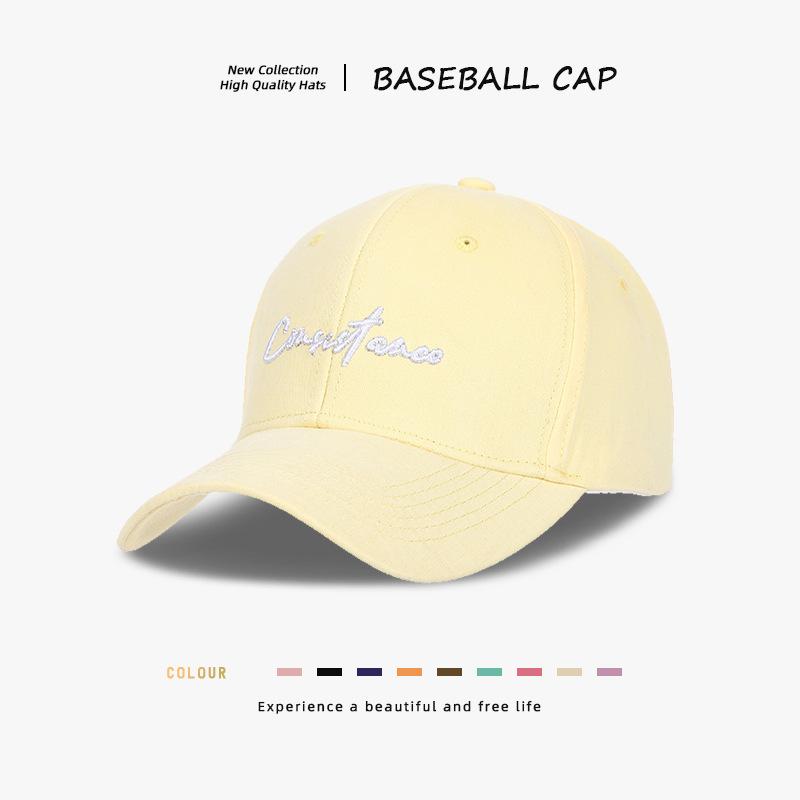 Baseball cap for women, hard top, big head circumference, small face, versatile embroidered letters, sunscreen, peaked cap for men