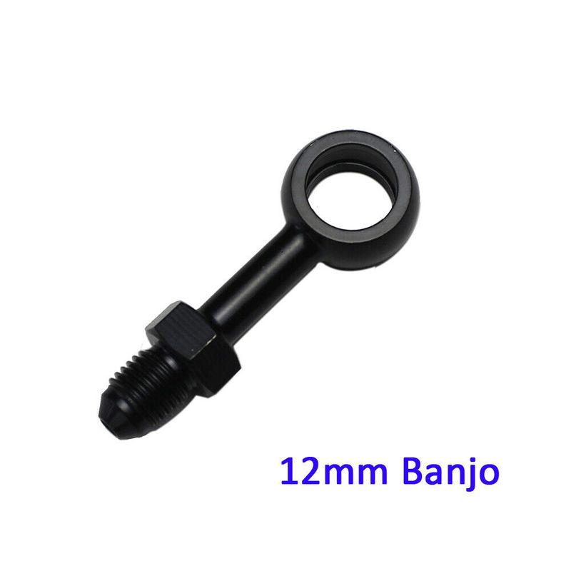 Black Stainless 3/8"12mm AN3 180 Degree Banjo Brake Line Adaptor Fittings For Harley FXD,FAT BOB