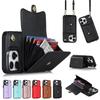 Wallet Case Diagonal Strap With Bracket Leather Cover For iPhone 17 16 15 Plus 14 Pro 13 Mini 12 Pro Max 11 Pro Max SE 2020 XS XR 8 7