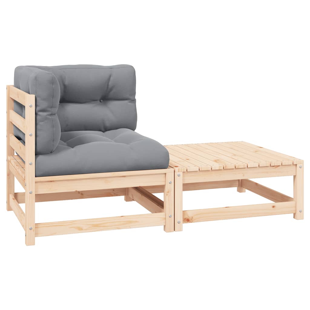 2 Piece Garden Lounge Set with Cushions Solid Pine Wood