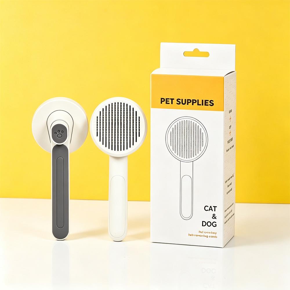 Grooming Salons One - Key Pet Hair Removal Comb with Ergonomic Grip  for Long - Haired Pets Self - Cleaning  Pet Comb чёрный
