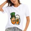 St Patrick's Day Leprechaun And Beer Mug Wounisex's Cotton T Shirt, Premium Cotton Graphic, Durable, Casual And Fashionable. Lucky Shamrock Irish Desi