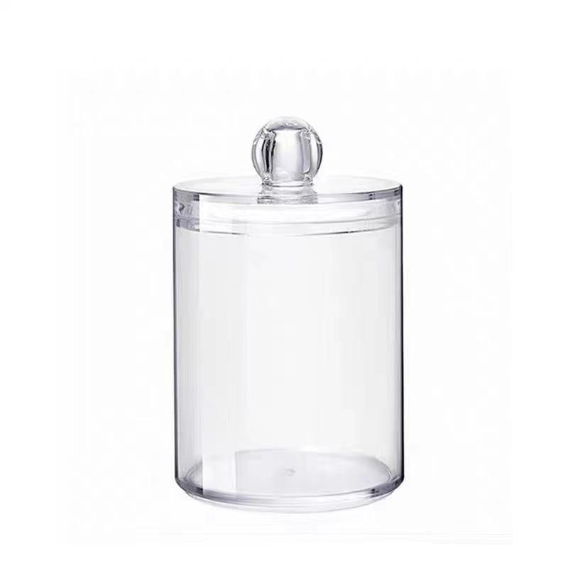Circular Cotton Swab Box With Transparent Plastic Bamboo Cover And Dust-Proof Makeup Remover Cotton, Simple Jewelry Storage
